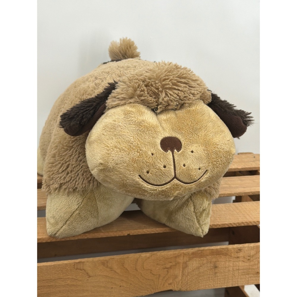 Pillow Pets Playful Puppy Dog Plush Tan Brown 18 inch Folding Stuffed Animal Toy